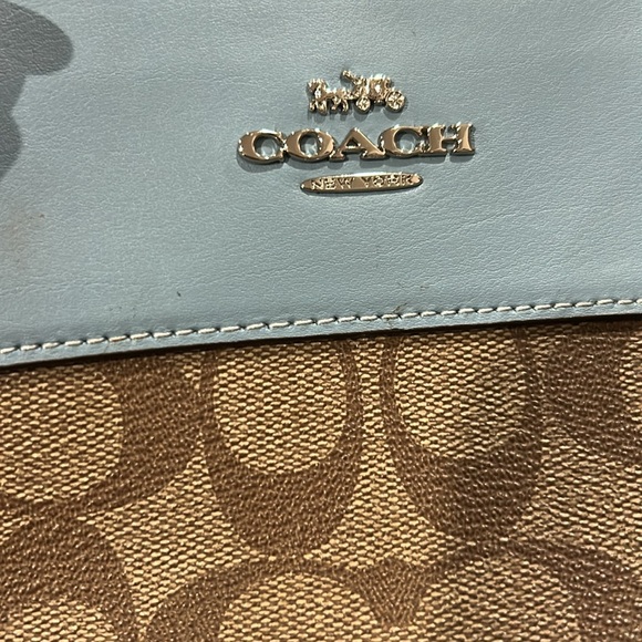 COACH BROOKE CARRY ALL IN CANVAS KHAKI/PALE BLUE/SILVER - Picture 4 of 8